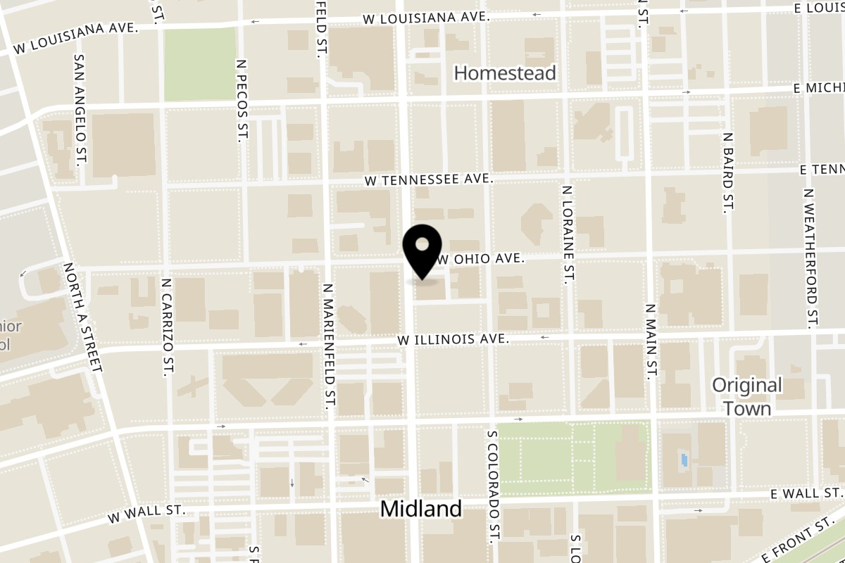 Map showing the location of Pachuco's on 316 N Big Spring St in Midland